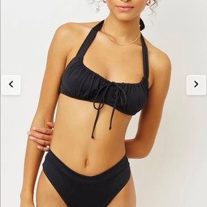 Frankies bikini Bernie Halter Scoop Bikini Top size large in black.